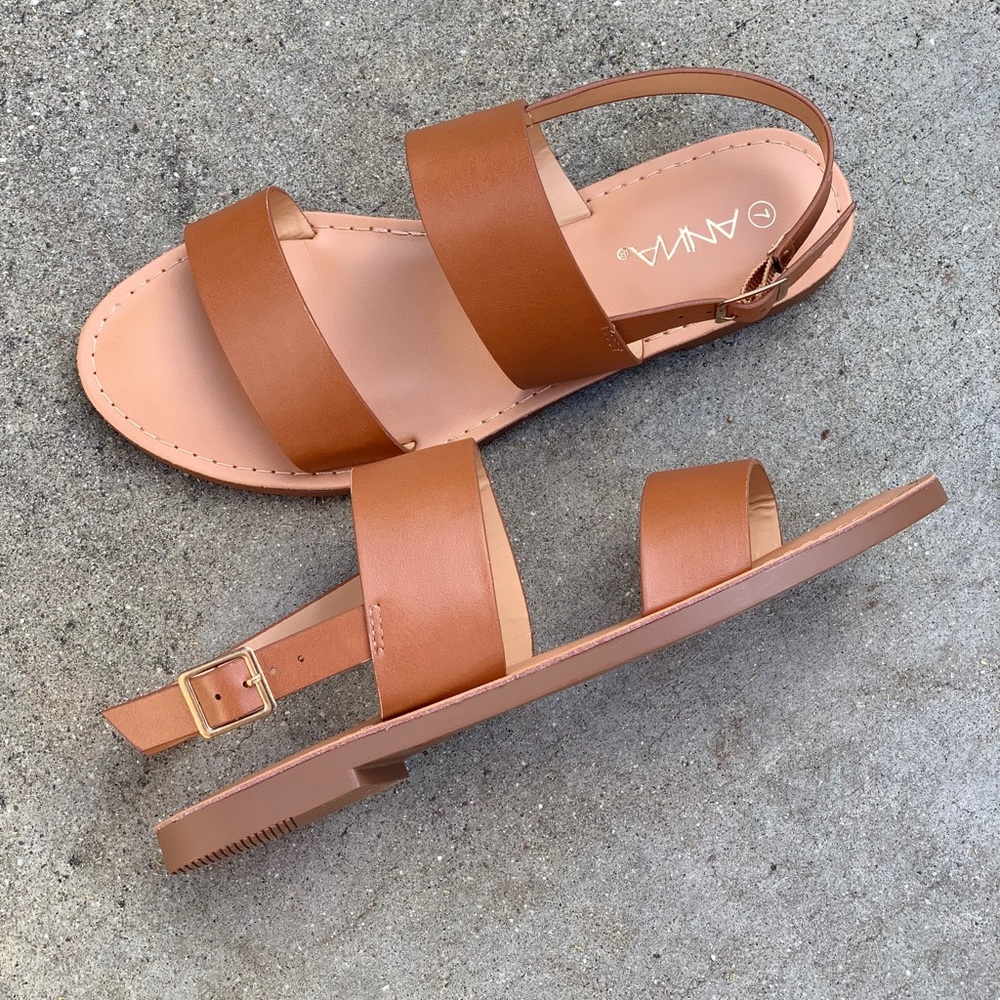 Anna Double Strap Low Tan Sandal Strap